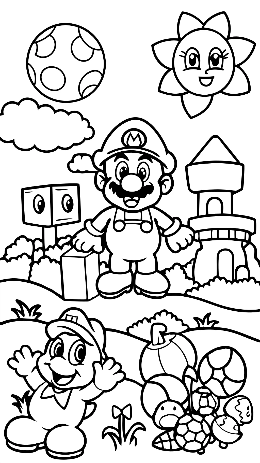 Super Mario Bros Pages para colorear imprimibles